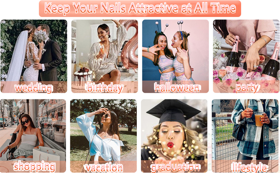 product-1-1 Press-On Manicure Glossy Almond Pink White Press On False Nails Fake Nails Nail Set