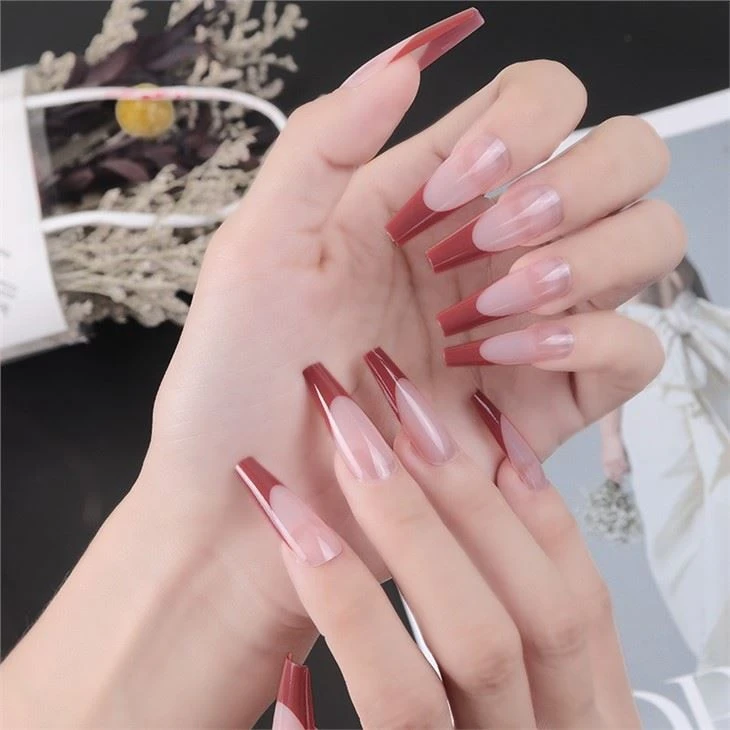 Fency Long French False Nails